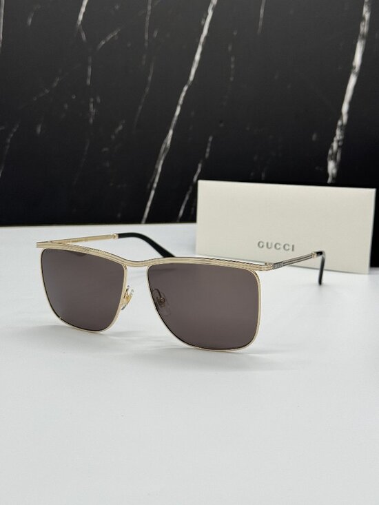 NEW GUCCI GG0821S 001 EYEWEAR GOLD/GRAY UNISEX SUNGLASSES main image 10
